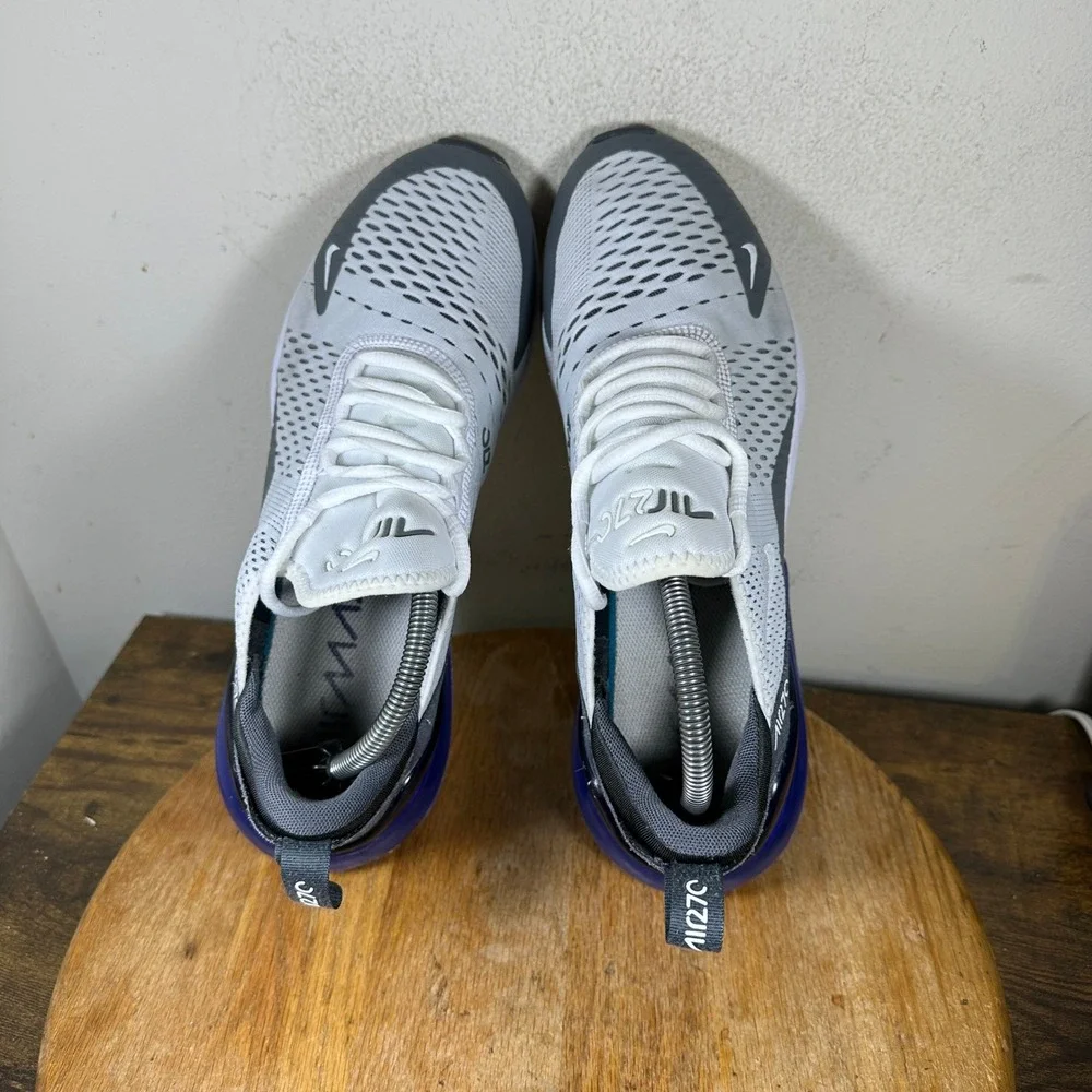 Nike Air Max 270 Mens White Grey Purple Running Shoes AH8050-107 Size 10.5